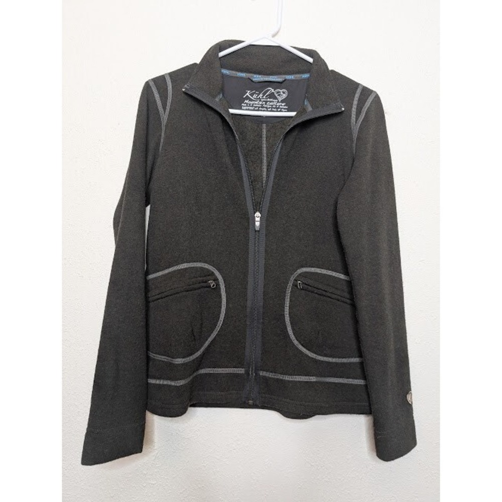 Kuhl Womens Small Black Kashmira‎ Fleece Full Zip Up Sweater Jacket Hiking Camp